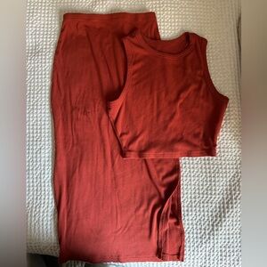 Rust Red Top and Skirt Set